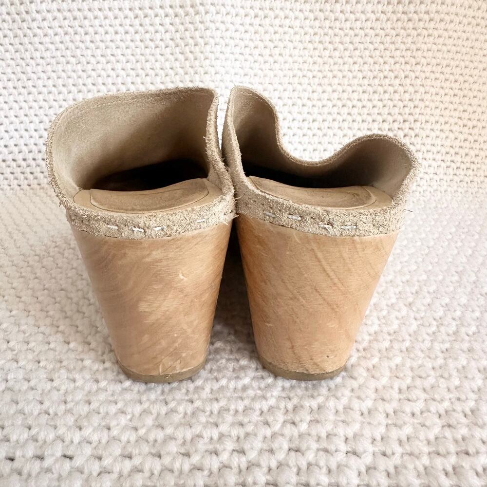 No. 6 New School Clog On Wedge Chalk Suede Closed Toe Platform Slip On Size 38 - Picture 7 of 10